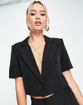 Extro & Vert cropped blazer top in black - part of a set