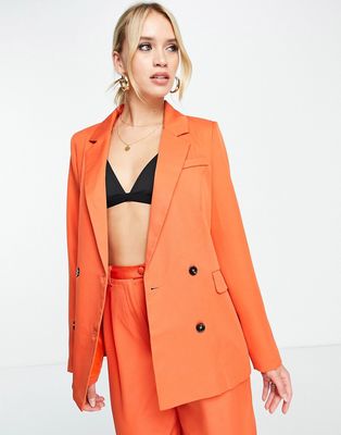 Extro & Vert oversized blazer with pocket detail in rust - part of a set-Copper