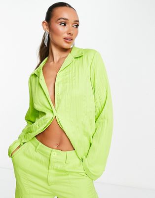 Extro & Vert oversized plisse shirt in lime green - part of a set