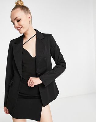 Extro & Vert perfect basic jersey fitted blazer in black - part of a set