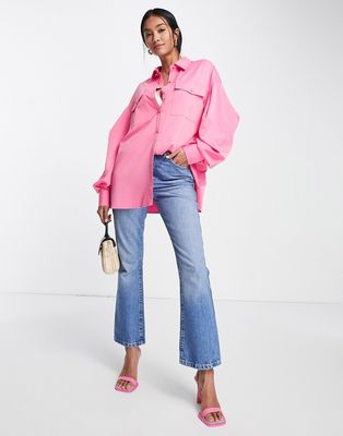 Extro & Vert pleated oversized shirt in pink
