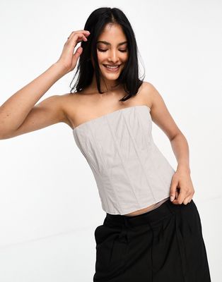 Extro & Vert structured bandeau corset top in stone-Gray
