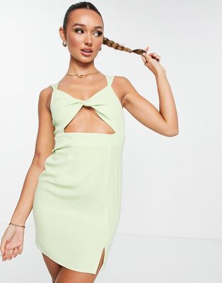 Extro & Vert twist front cami dress in lime green