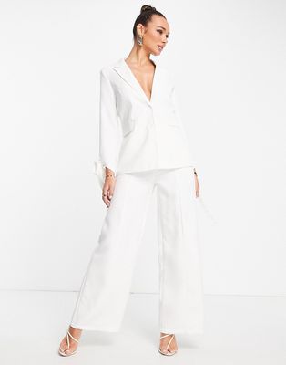 Extro & Vert wide leg pants with buckle side in off white - part of a set