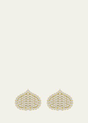 Eye Adore Stud Earrings in Yellow Gold and White Diamonds, 15mm