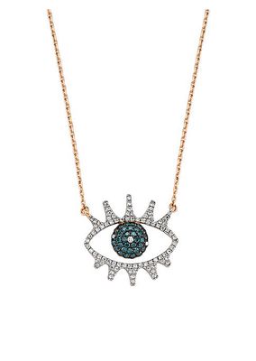 Eye Light 14K Rose Gold & 0.33 TCW Diamond Pendant Necklace