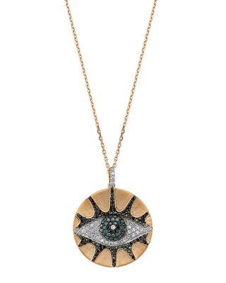 Eye Light Multi-Diamond Disc Pendant Necklace