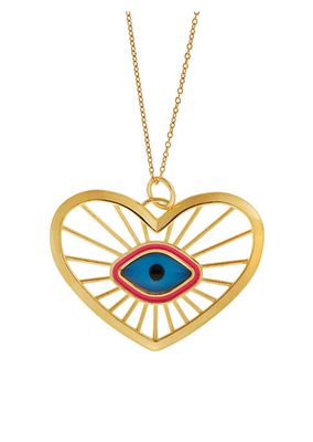 Eye M 18K Goldplated Protect My Heart Evil Eye Pendant Necklace