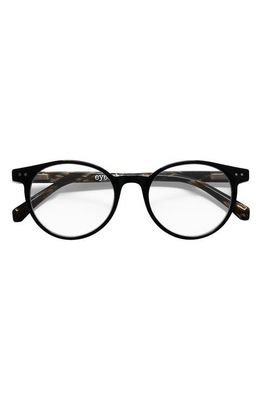 eyebobs Case Closed 49mm Round Reading Glasses in Black Horn/Clear