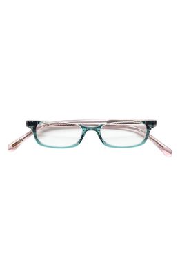 eyebobs What Inheritance 47mm Rectangular Reading Glasses in Green/Blush/Clear