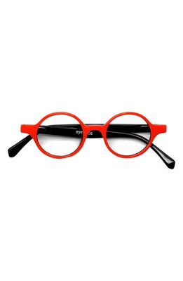 eyebobs Wisecracker 42mm Round Reading Glasses in Orange/Clear