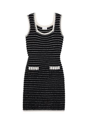 Eyelash Tweed Embellished Minidress