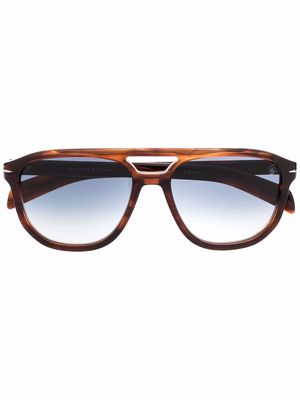 Eyewear by David Beckham tortoiseshell-effect pilot-frame sunglasses - Brown