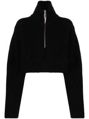 Eytys cropped half-zip merino wool jumper - Black