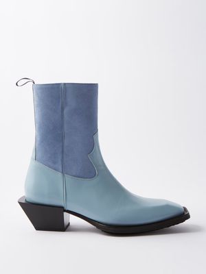 Eytys - Luciano Leather And Suede Boots - Mens - Blue