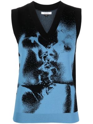 Eytys patterned intarsia-knit V-neck vest - Blue