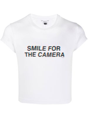 Eytys slogan-print cropped T-shirt - White