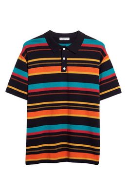 F-LAGSTUF-F Stripe Cotton Polo Shirt in Black