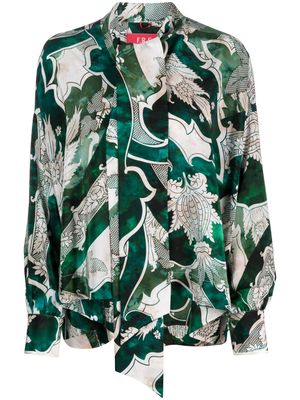 F.R.S For Restless Sleepers Alethia graphic-print silk blouse - Green