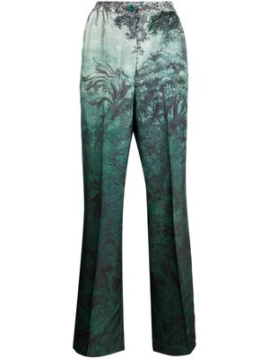 F.R.S For Restless Sleepers Atti forest-print silk trousers - Green