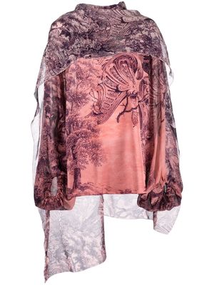 F.R.S For Restless Sleepers botanical-print silk blouse - Pink