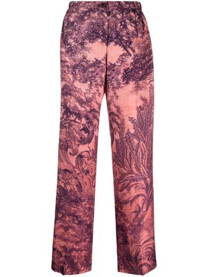 F.R.S For Restless Sleepers botanical-print silk pajama trousers - Pink