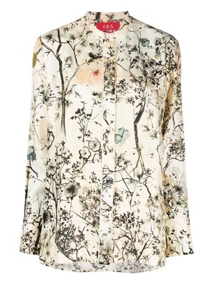 F.R.S For Restless Sleepers floral-print silk pyjama shirt - Neutrals