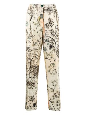 F.R.S For Restless Sleepers floral-print silk pyjama trousers - Neutrals