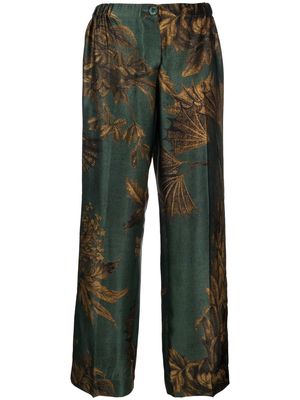 F.R.S For Restless Sleepers floral-print silk trousers - Green