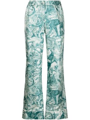 F.R.S For Restless Sleepers graphic-print silk palazzo pants - Blue