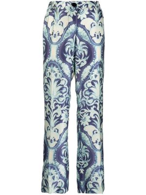 F.R.S For Restless Sleepers high-waisted silk trousers - Blue
