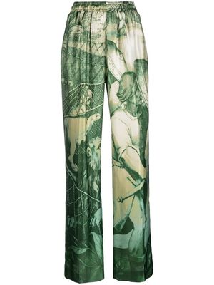 F.R.S For Restless Sleepers high-waisted silk trousers - Green