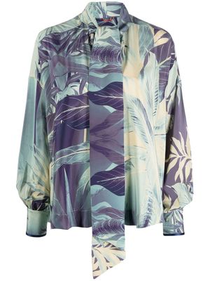F.R.S For Restless Sleepers jungle-print silk blouse - Blue