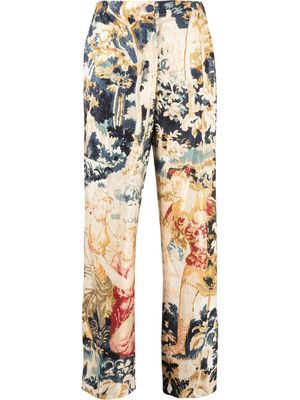 F.R.S For Restless Sleepers patterned-jacquard silk trousers - Neutrals