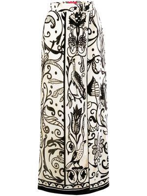 F.R.S For Restless Sleepers patterned two-tone midi skirt - White