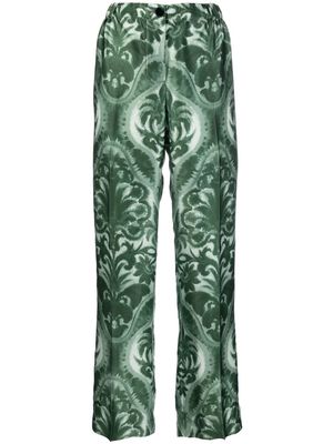 F.R.S For Restless Sleepers silk abstract-print palazzo pants - Green