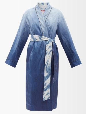 F.r.s - For Restless Sleepers - X Umit Benan Frank Reversible Silk-blend Robe - Womens - Light Blue