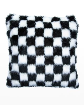 Fab Fur Check Pillow - 20"