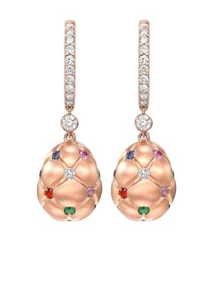 Fabergé 18kt rose gold Treillage Egg multi-stone drop earrings - Pink