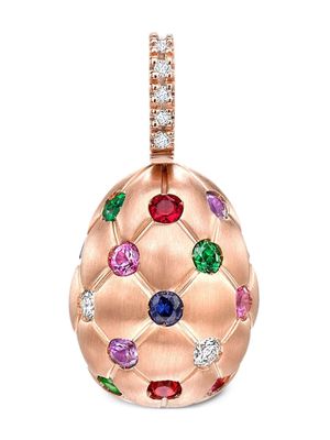 Fabergé 18kt rose gold Treillage Egg multi-stone pendant - Pink