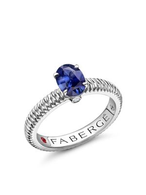Fabergé 18kt white gold Colours of Love sapphire fluted ring - Blue