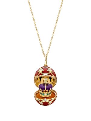 Fabergé 18kt yellow gold Heritage Coronation Crown Surprise diamonds locket pendant - Red