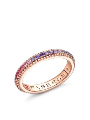 Fabergé Colours of Love Rose Gold Rainbow Multicoloured Gemstone Fluted Eternity Ring - Purple