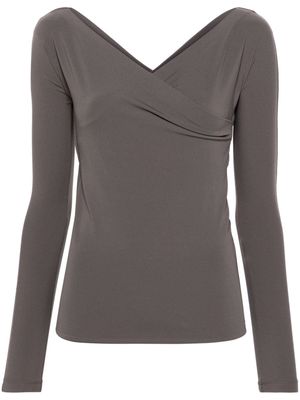 Fabiana Filippi asymmetric-neck layered blouse - Grey