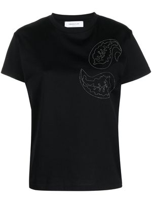 Fabiana Filippi bead-embellished cotton T-shirt - Black