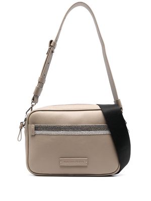 Fabiana Filippi bead-embellished leather shoulder bag - Grey