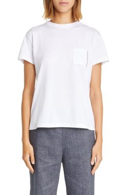 Fabiana Filippi Beaded Pocket Cotton T-Shirt in Bianco