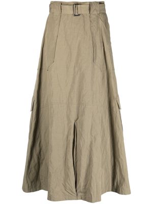 Fabiana Filippi belted crinkled maxi skirt - Green