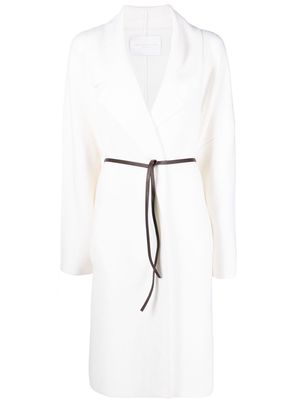 Fabiana Filippi belted knee-length knitted coat - White