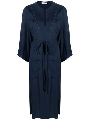 Fabiana Filippi belted long-sleeved midi dress - Blue